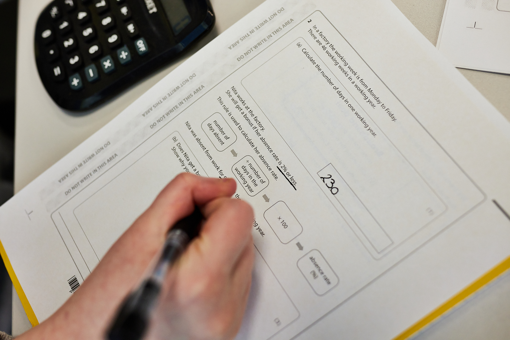 Close up of GCSE Maths Practice Paper