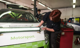 Boston College Motorsport Learner working on the BCR Racecar