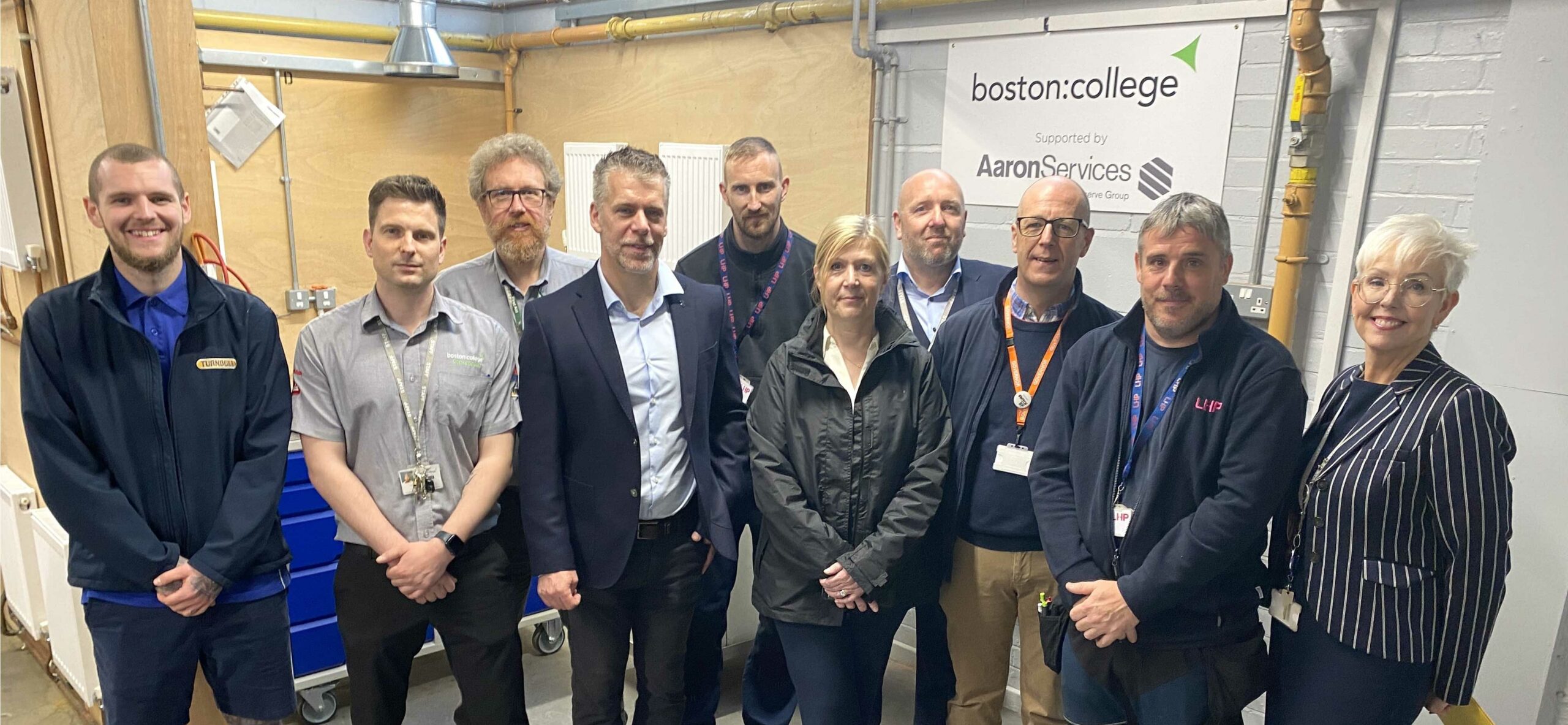 Boston College Staff stood posing for camera at Boston College Gas Centre Launch Event