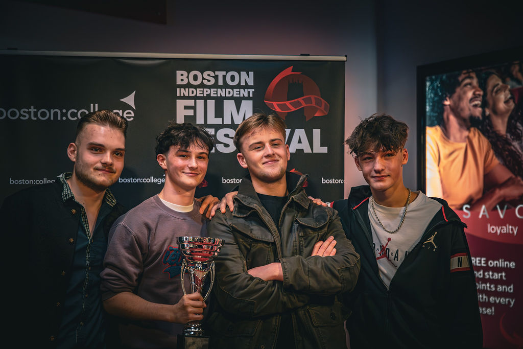 Boston College Media Students posing with the Film Festival 2024